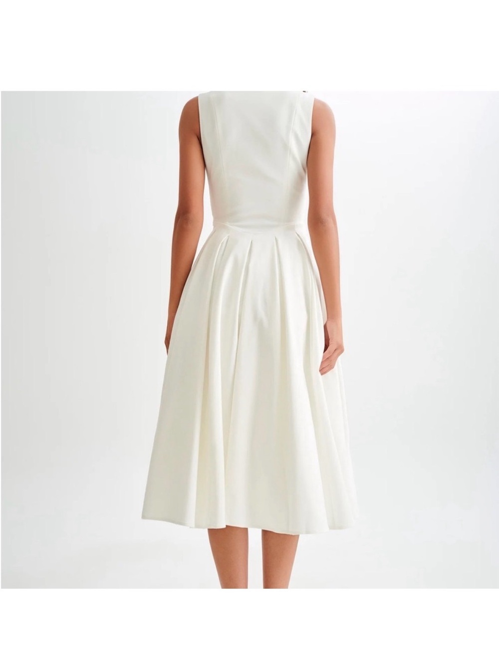 Meshki White Deep V Fit-and-Flare Dress - Picture 5 of 5